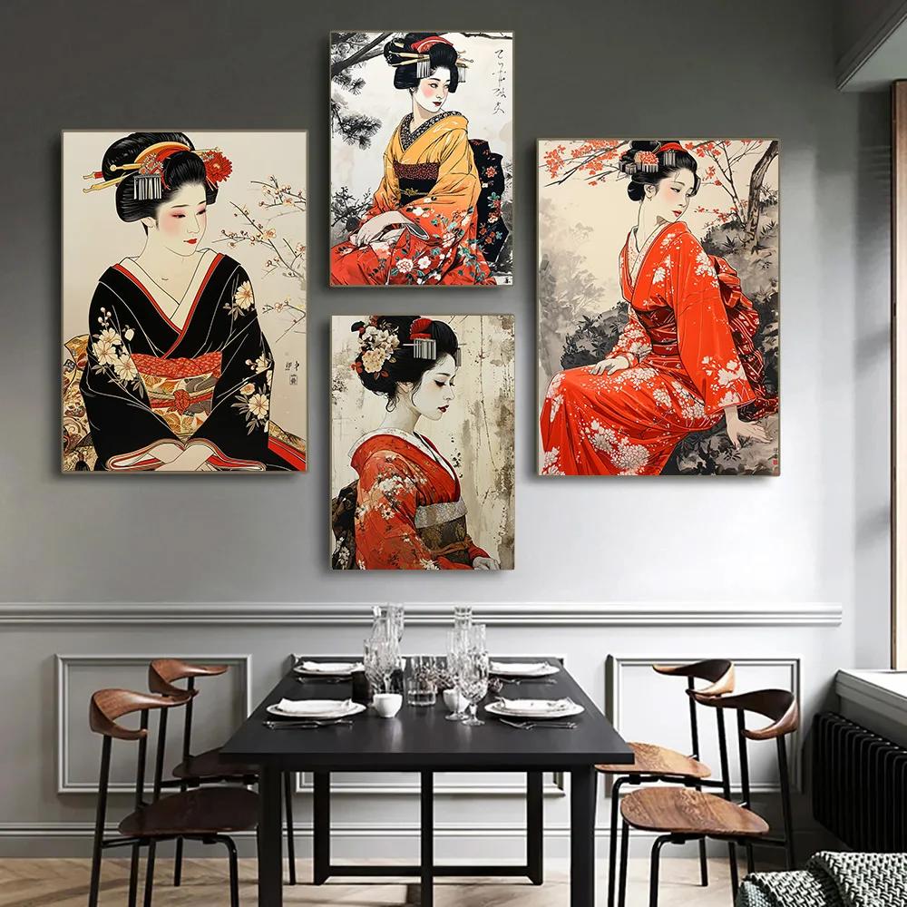 着物芸者キャンバス壁アート,日本風の室内装飾,リビングルーム - Home Office Room Inspiration のレビューと価格