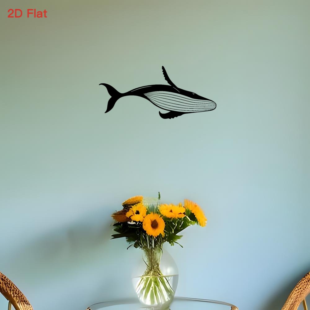 雄大なクジラのメタルウォールアート、レーザーカット錬鉄製2D - Home Office Or のレビューと価格