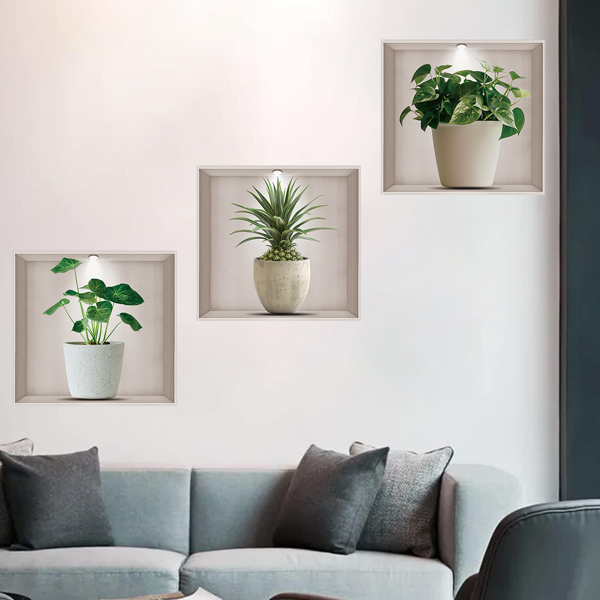 植木鉢、緑の植物、ウォールステッカー、リビングルーム、オフィ - Home Office Layout のレビューと価格