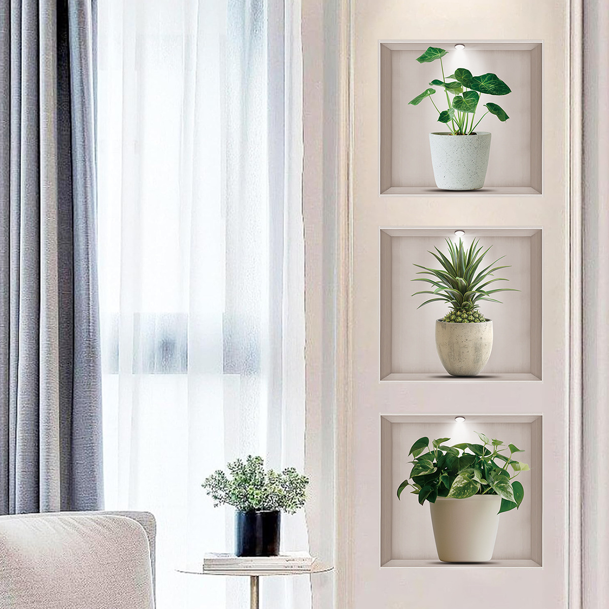 植木鉢、緑の植物、ウォールステッカー、リビングルーム、オフィ - Home Office Layout のレビューと価格